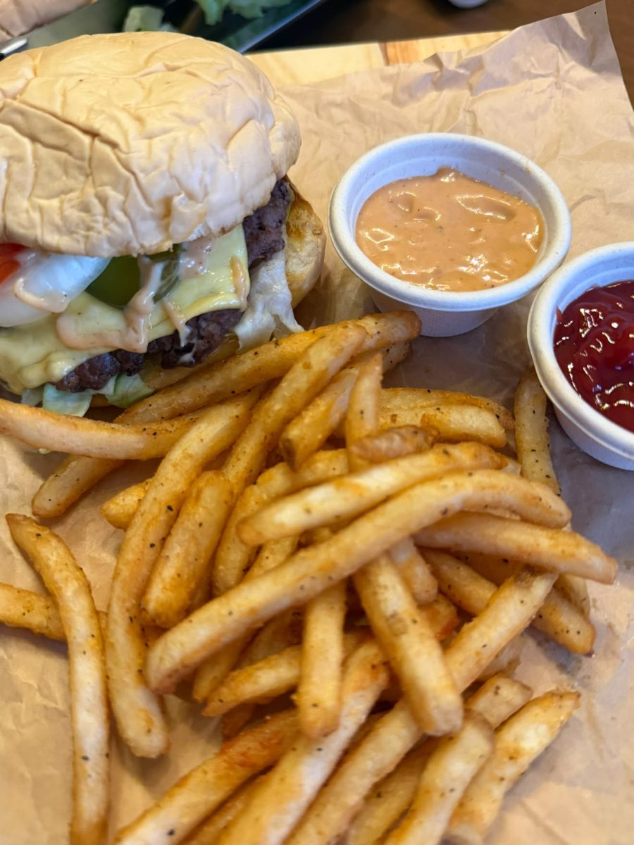 Street Combo — burger with crispy Cajun fries and house dips