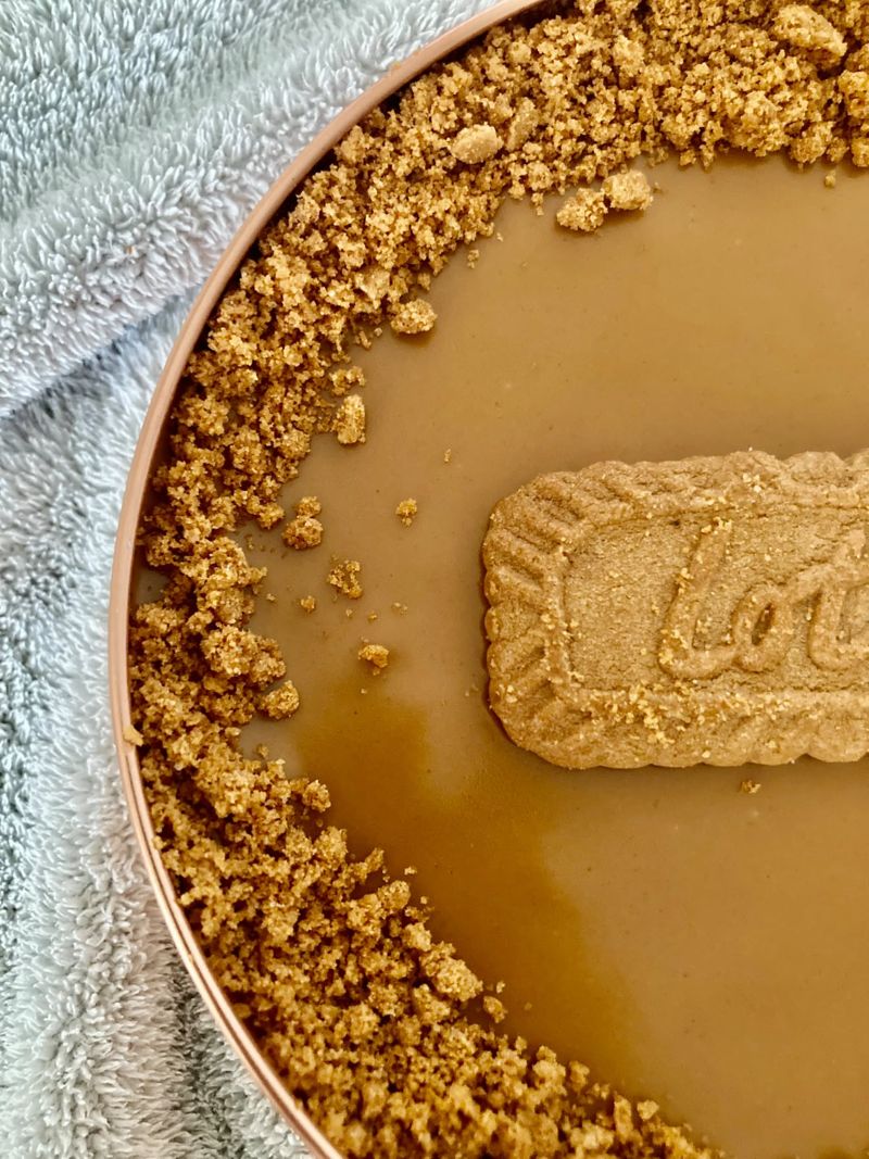Basque burnt cheesecake with Biscoff sauce jar