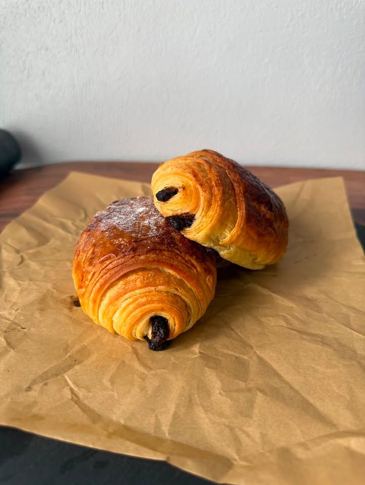 Pain au chocolat on kraft paper